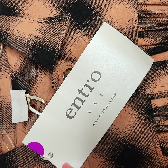 Entro Boho Fringed Plaid Shacket - Picture 5 of 9